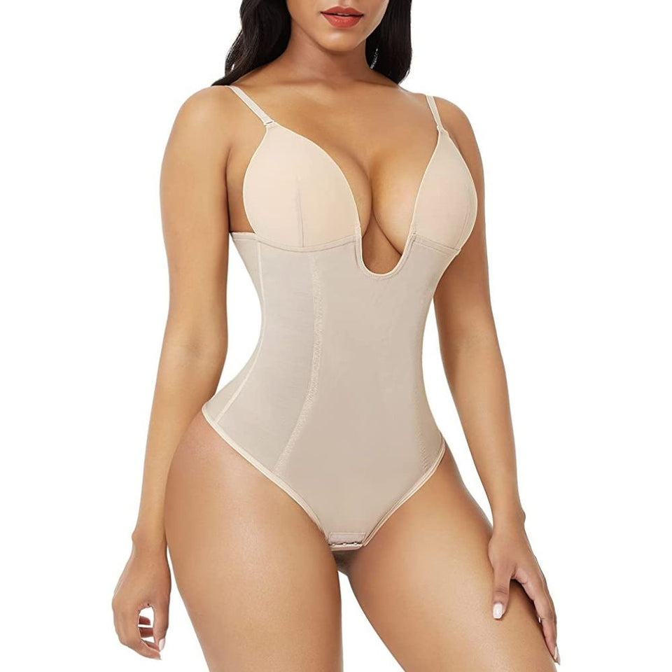 backless bra shaper  TTCPUYSA Invishaper - Plunge Backless Body Shaper  Bra,Plunging Deep V-Neck Strapless Backless Bodysuit,Sexy Seamless Thong  Full Body Shapewear Invisible Bras (3XL, Beige)